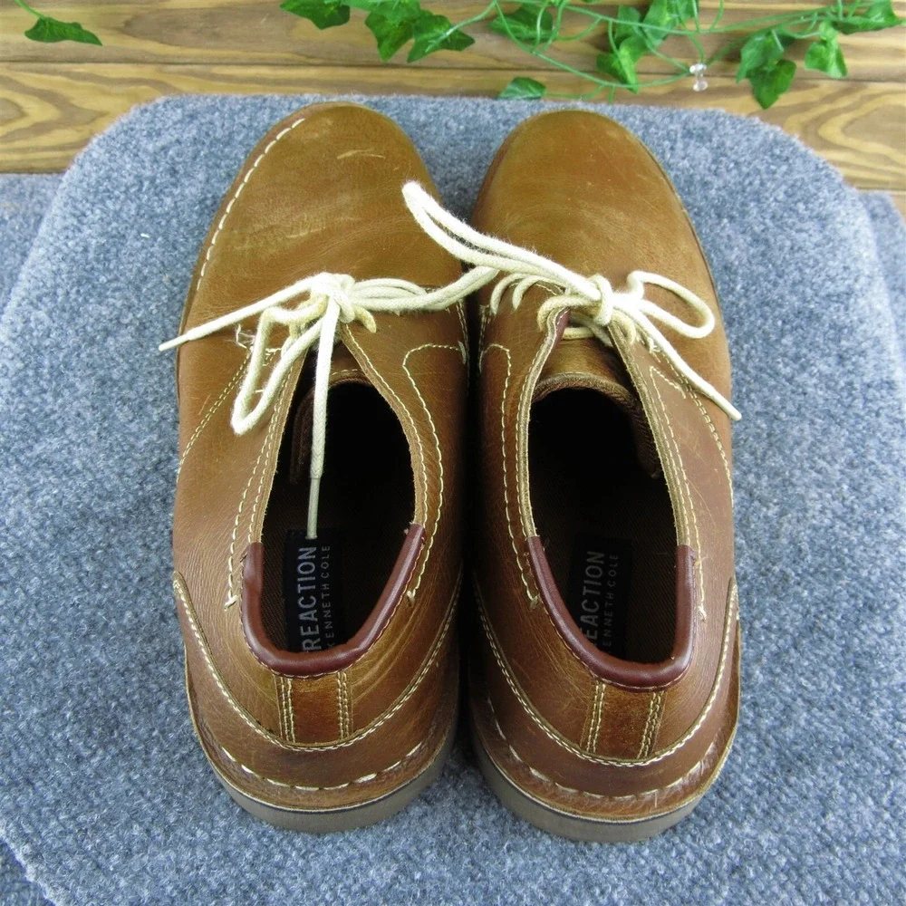 Kenneth Cole Reaction Desert Wind Men Chukka Boots Brown Leather Lace Up Size 10